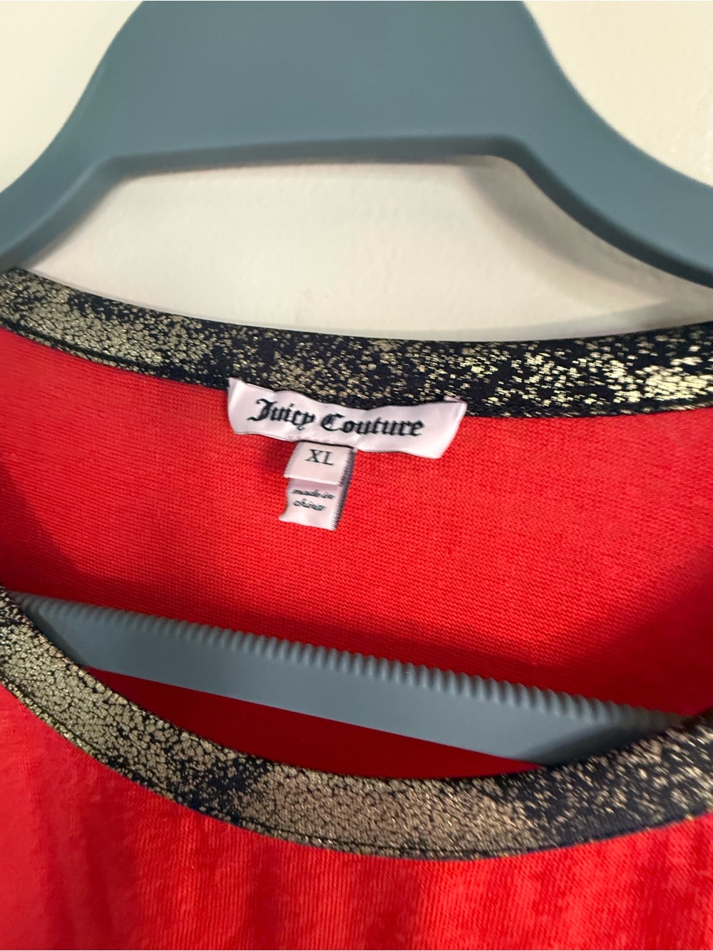 Vintage Juicy Couture Red/orange Top with Gold-Detail Neckline- linen